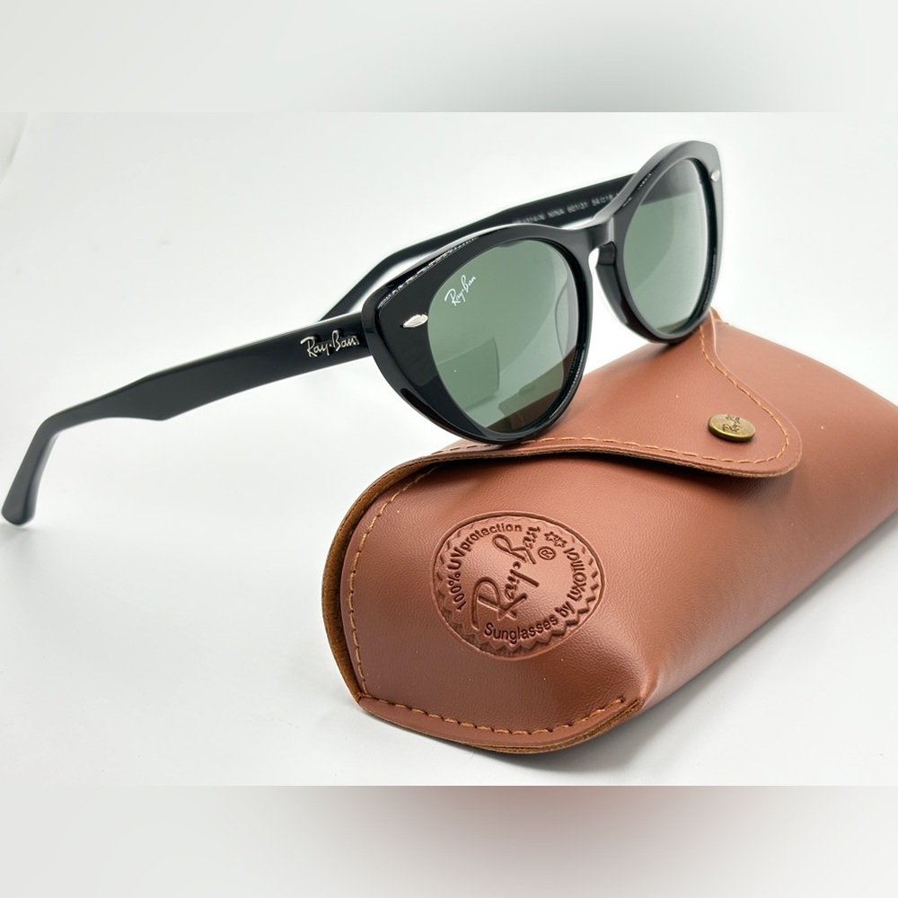 Ray-Ban Nina Black Cat-Eye Sunglasses 901/31 Green G-15 54-140 Comes w/Case - Picture 3 of 16